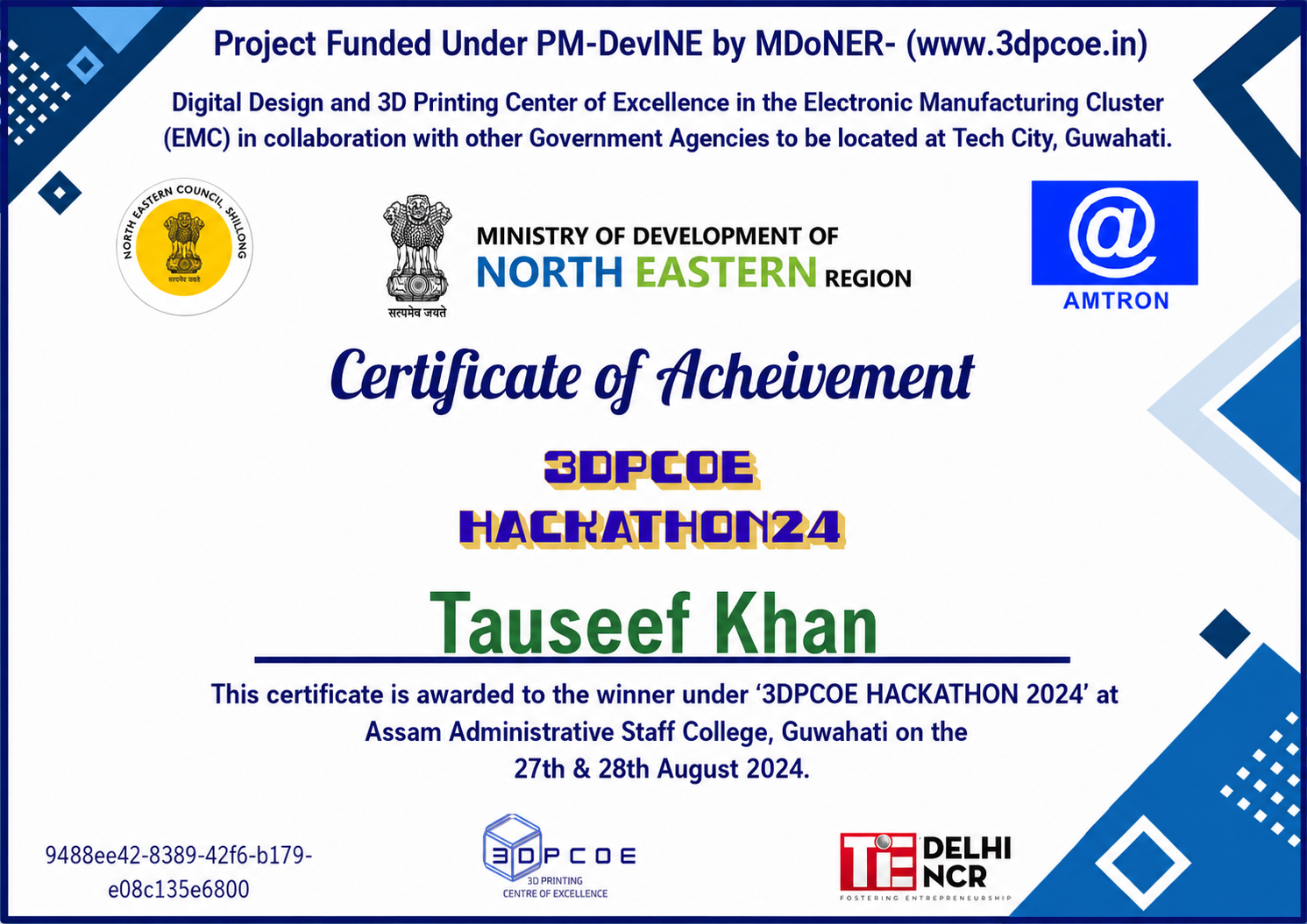 MdoNer Math & Tech Certification Certificate